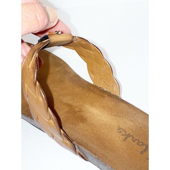 Clarks Thong Sandals Brown Vegan Leather Jewels Boho Western Aztec Coral Braid 8 - Picture 12 of 16